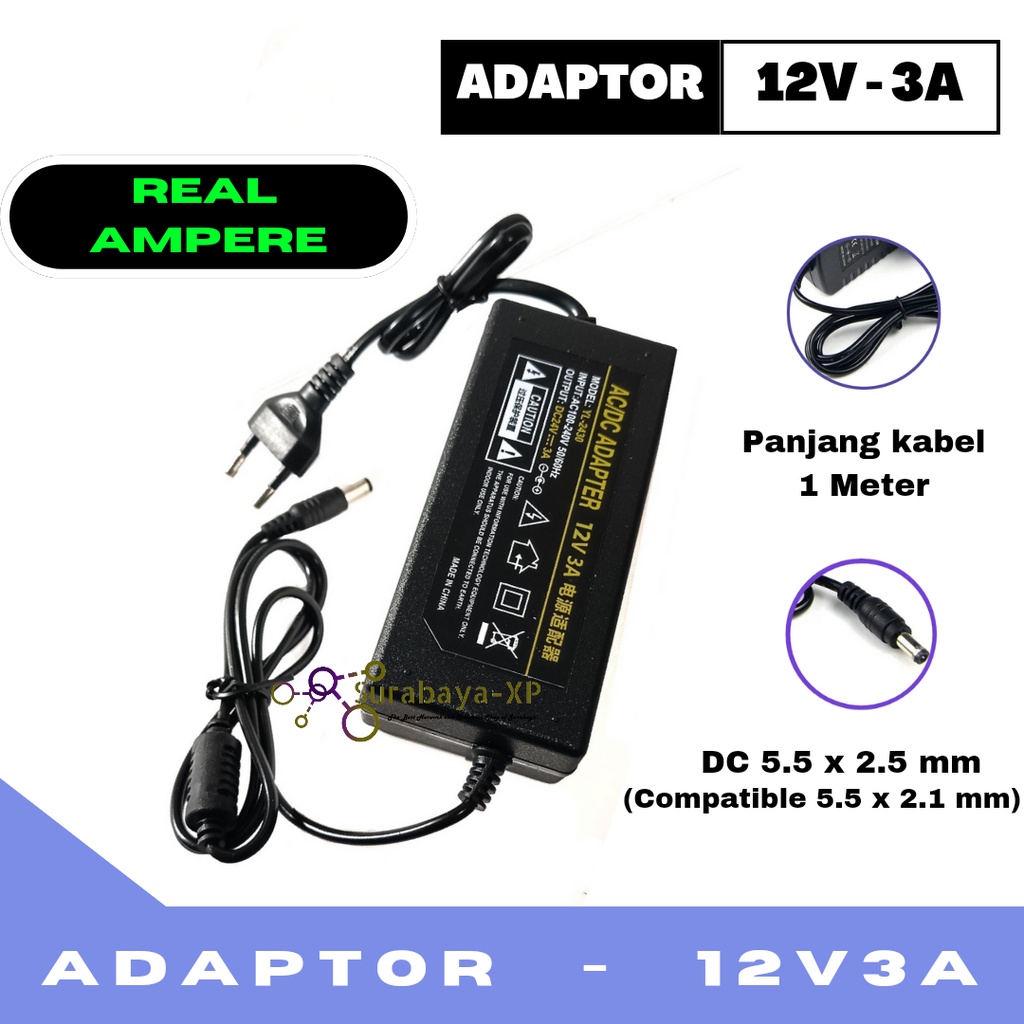 Adaptor 12V 3A / 12 Volt 3 Ampere