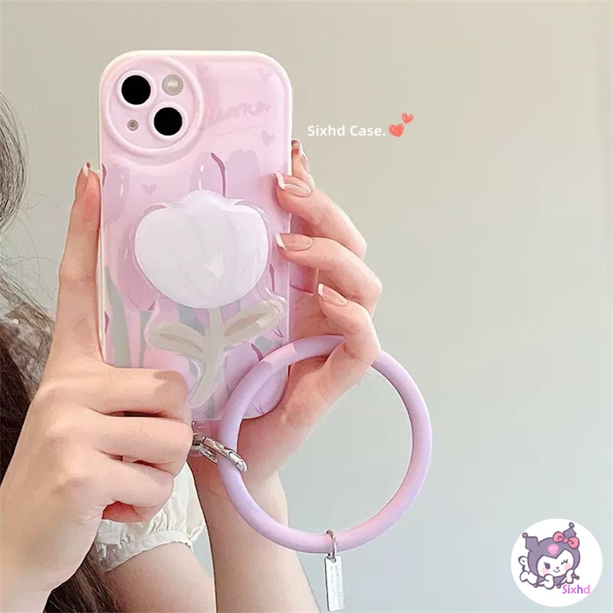 Redmi 12C 10C 10A 9T 9C Note12 11s 11 10 9 8Pro10 9A 9 Xiaomi 12Lite 11Lite 11T 10T Poco M3 M4 F3 X4 X3Pro NFC Ins Gentle Purple Tulip Phone Case +Ring +Bracket Soft Cover