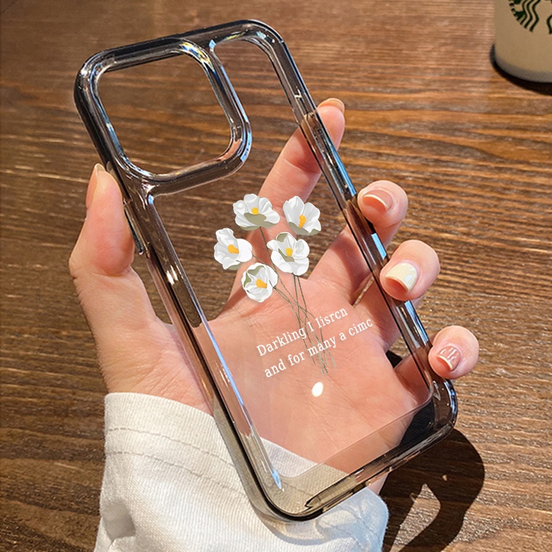 IPHONE Casing Bunga Untuk Iphone6 Kompatibel 7 8 6Plus 7Plus 8Plus 11 14 Pro Max X XS XR 11 12 13 14 Pro Pro Max SE 2020 2022 Plating Electroplated Buttons Shockproof Cover
