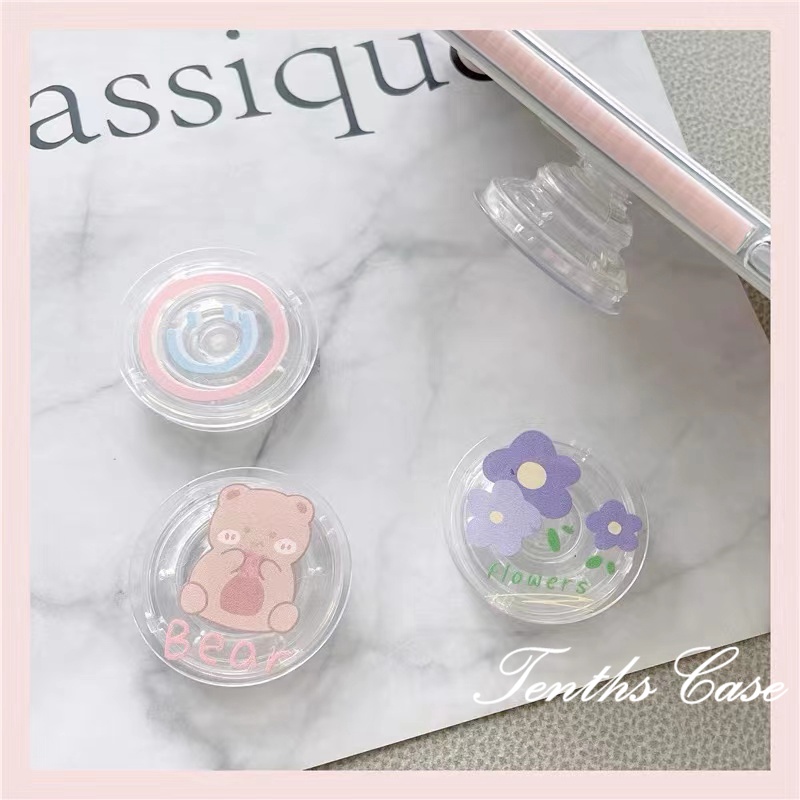 Beruang Kecil Yang Lucu Bunga Wajah Tersenyum Bracket Scalable Desktop Lazy Button Safety Airbag Fashion Bracket Bening Banyak Pilihan