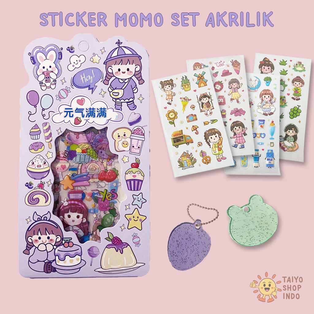 

TAIYO Sticker Aesthetic Momo 2D Set Akrilik Stiker Karakter Anti Air Waterproof Deco Korea