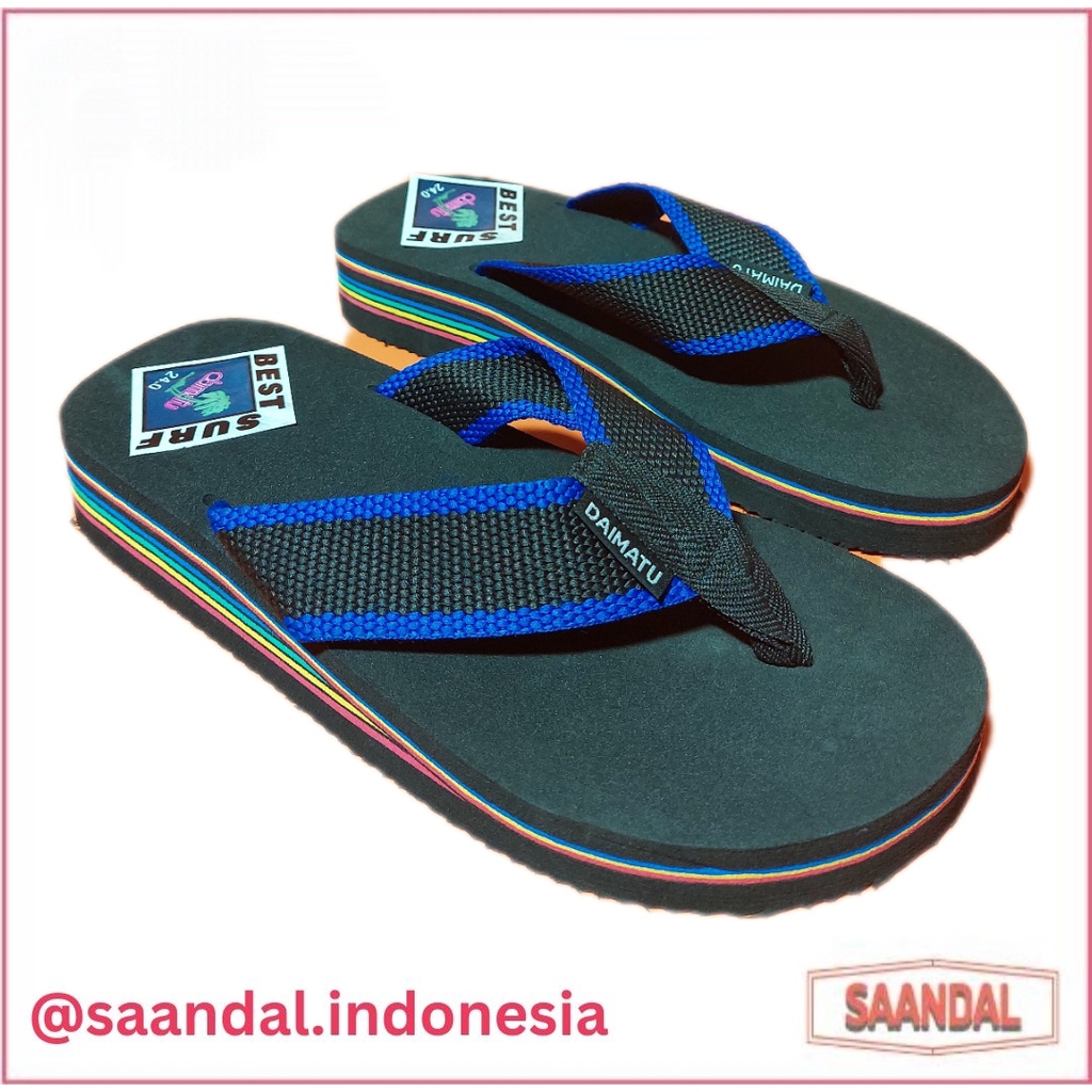 Sandal Jepit Karet Tebal Retro Daimatu Best Surf Pria Wanita Anak