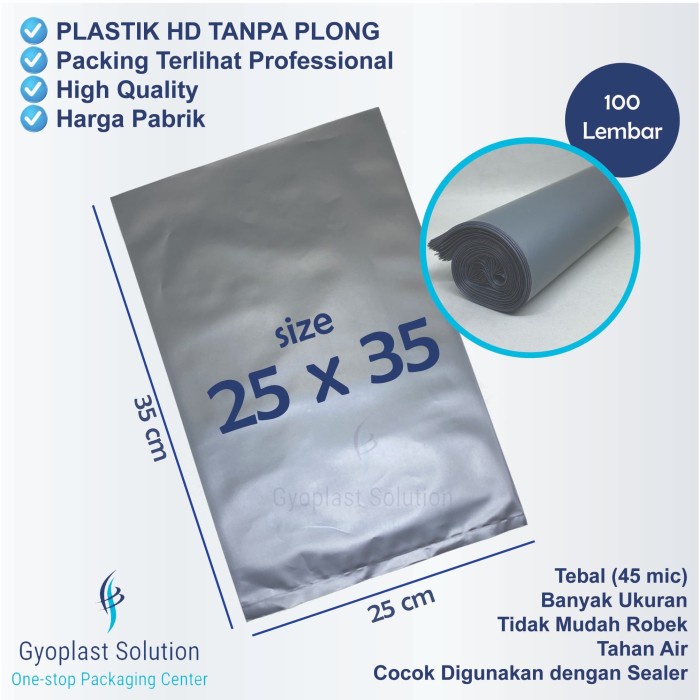 Promo Terlaris COD 100 Pcs Plastik HD Tanpa Plong Packing Plastic Online 25 x 35cm Silver
