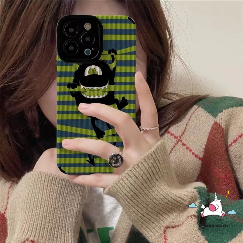 Art Zebra Stripe Love Heart Cute Little Monster Case Kompatibel Untuk iPhone XR 11 12 13 14 Pro MAX 7 8 Plus X XS MAX Kotak-Kotak Red Kisses Lips Tekstur Kulit Shockproof Cover