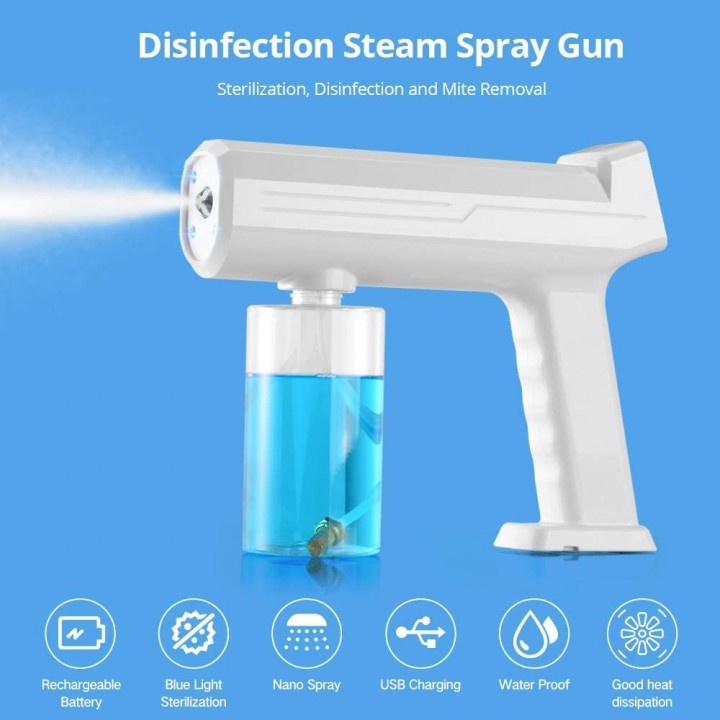 8 DJ-9528 - Blue Nano Light Rechargeable Disinfection Spray Gun - 300ml
