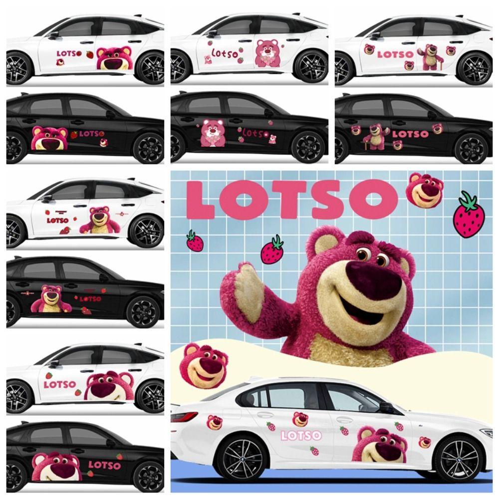 Lanfy Strawberry Bear Stiker Mobil Dekorasi Kartun Aksesoris Gadget Mobil Strawberry Bear Manyo Self Adhesive Strawberry Bear Car Decals Untuk Styling Mobil