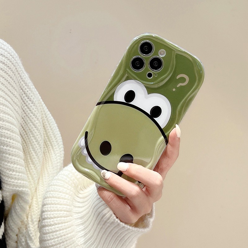 3D Ice Cream Green Funny dinosaur Soft Case IPhone 11 12 13 14 Pro Max New Apple for Women Girls Gift Bracelet Airbag Case