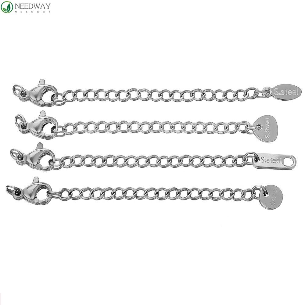 Needway Dipanjangkan Ekor Rantai Gelang Aksesoris Trendi 10 Pcs /set Kalung Gelang Stainless Steel Putar Gesper DIY Perhiasan Aksesoris DIY Membuat Perhiasan Temuan