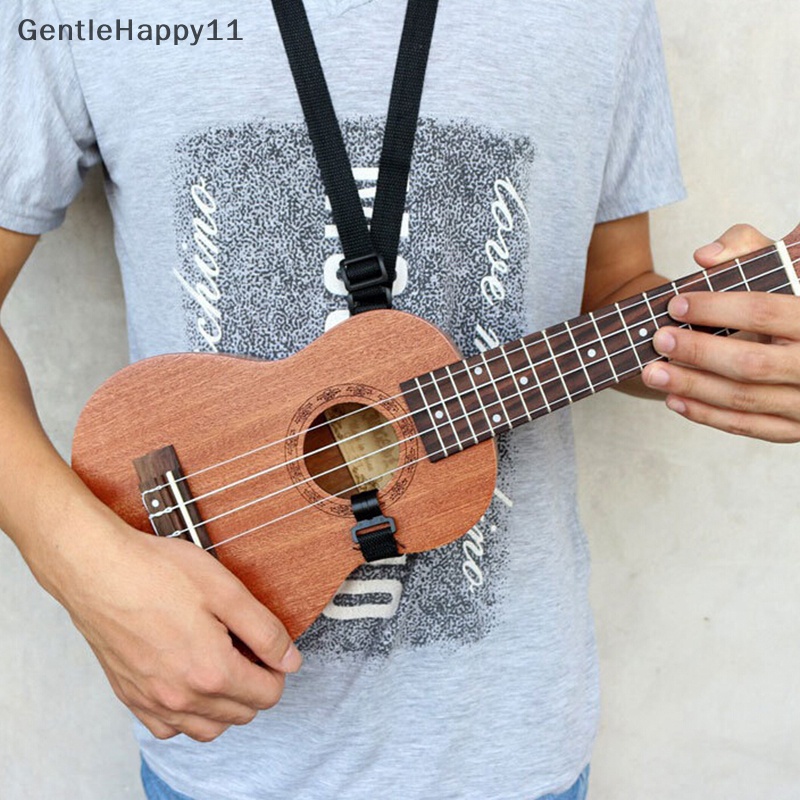 Gentlehappy 1pcs Adjustable Ukulele Strap Gitar Instrumen Pengait Aksesoris Gitar Hitam id