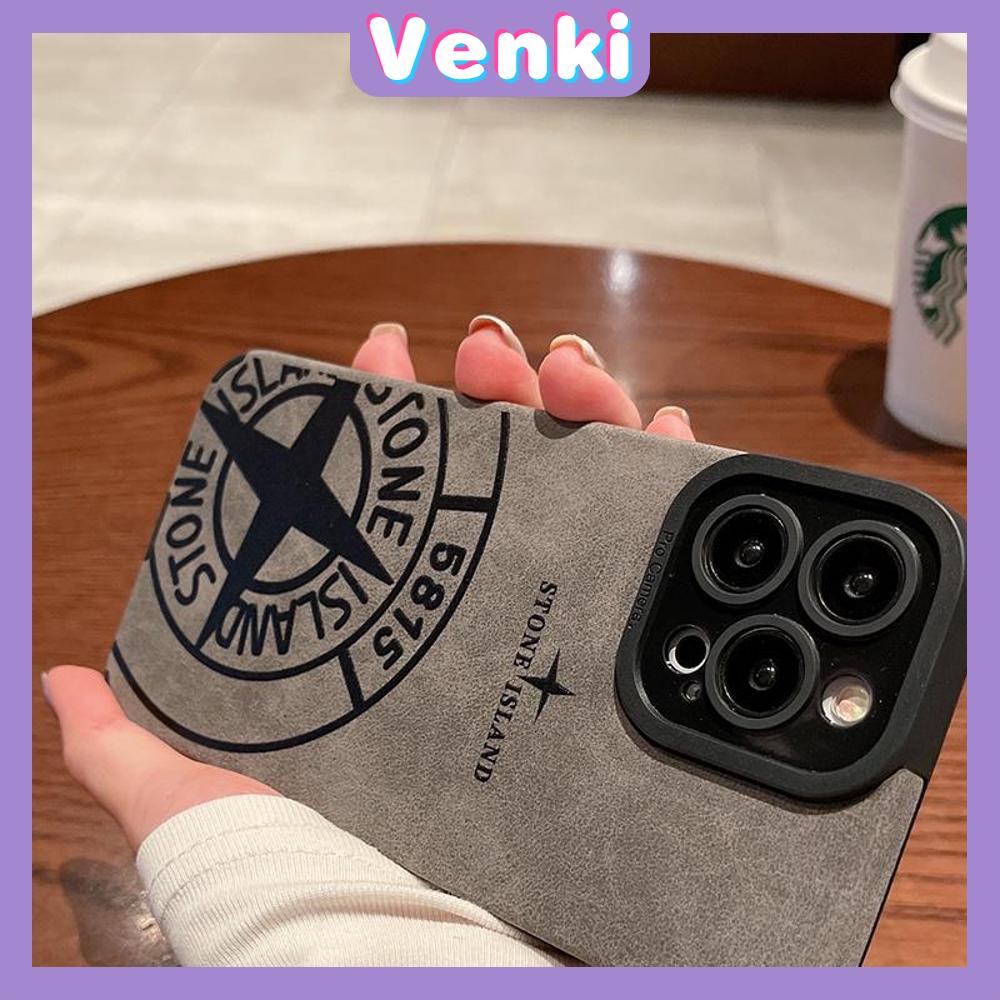 VENKI - Untuk iPhone 11 Case Leather Pupil Suede Case Soft Shockproof Phone Case Camera Protection Simple Stone Island Kompatibel dengan iPhone 14 13 Pro max 12 Pro max xr xs 7 8Plus