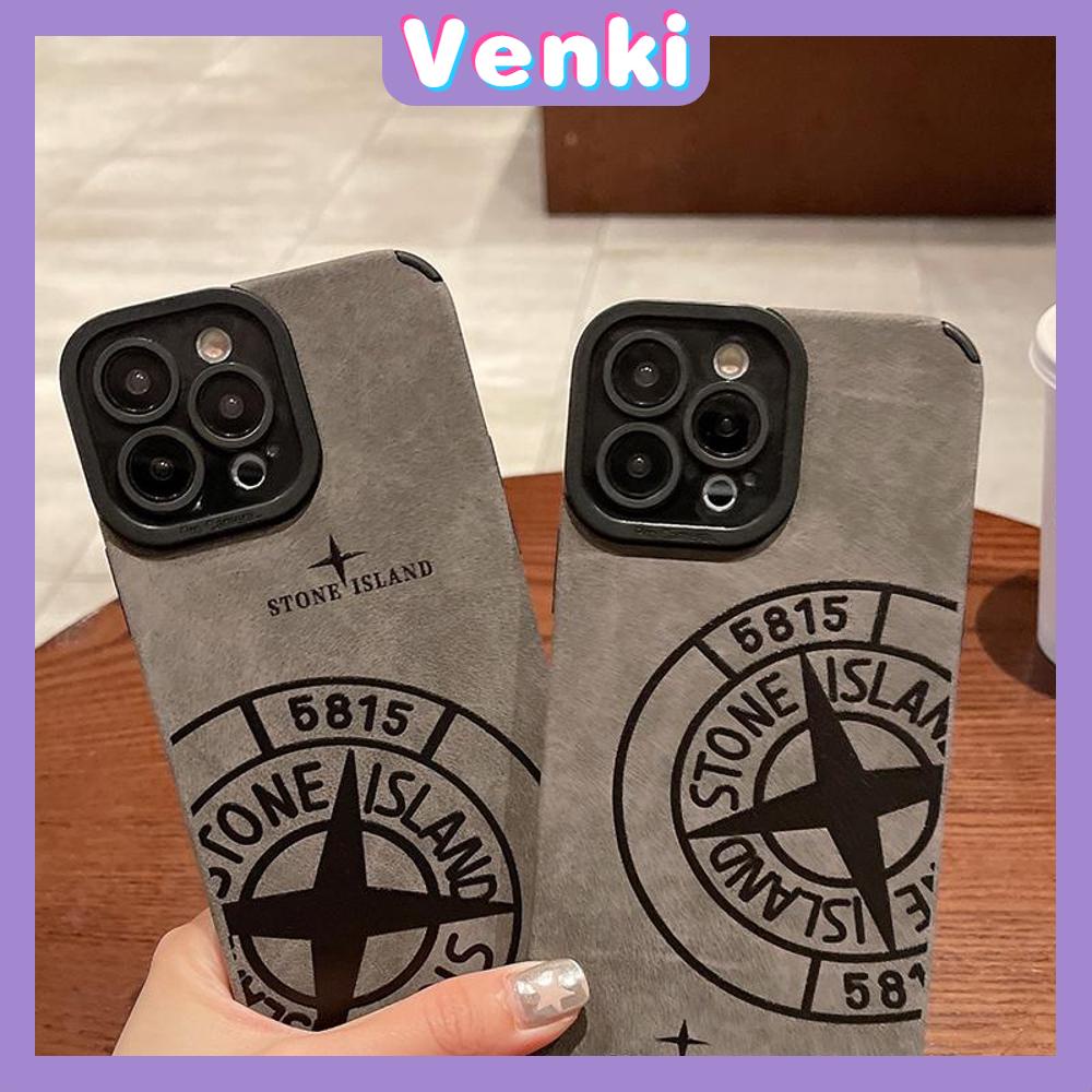 VENKI - Untuk iPhone 11 Case Leather Pupil Suede Case Soft Shockproof Phone Case Camera Protection Simple Stone Island Kompatibel dengan iPhone 14 13 Pro max 12 Pro max xr xs 7 8Plus