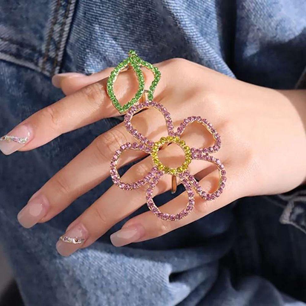 Mxbeauty Kalung Daisy Berkilau Terang Ukuran Besar Warna-Warni Berlian Imitasi Bunga Tulip Tergantung Alloy Gaya Korea Cincin Untuk Hadiah Gadis