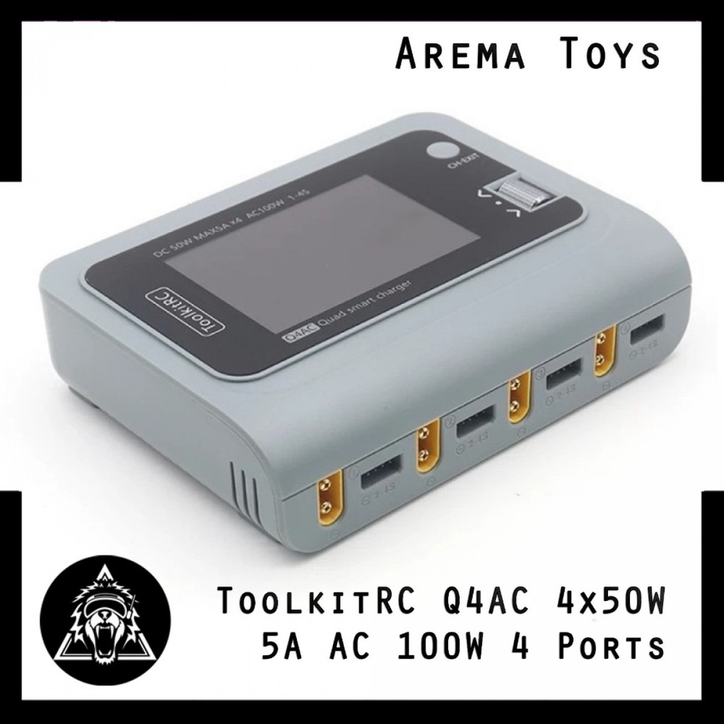 ToolkitRC Q4AC 4x50W 5A AC 100W 4 Ports Charger XT60 1-4S Lipo Battery
