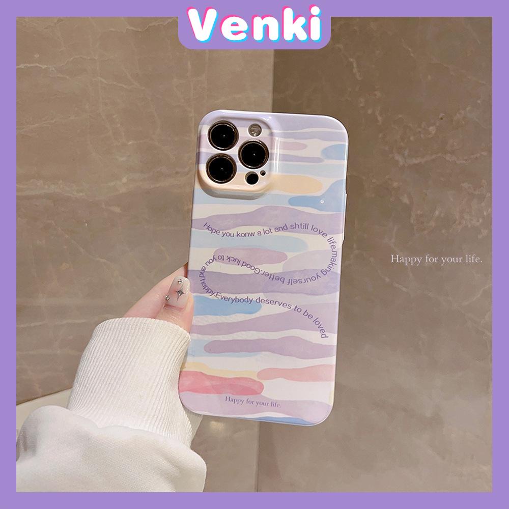 VENKI - For iPhone 11 iPhone Case Cream Glossy Film TPU Soft Shockproof Phase Cover Protection Romantic Smudged Clouds Compatible with iPhone 14 13 Pro max 12 Pro Max xr xs max 7 8