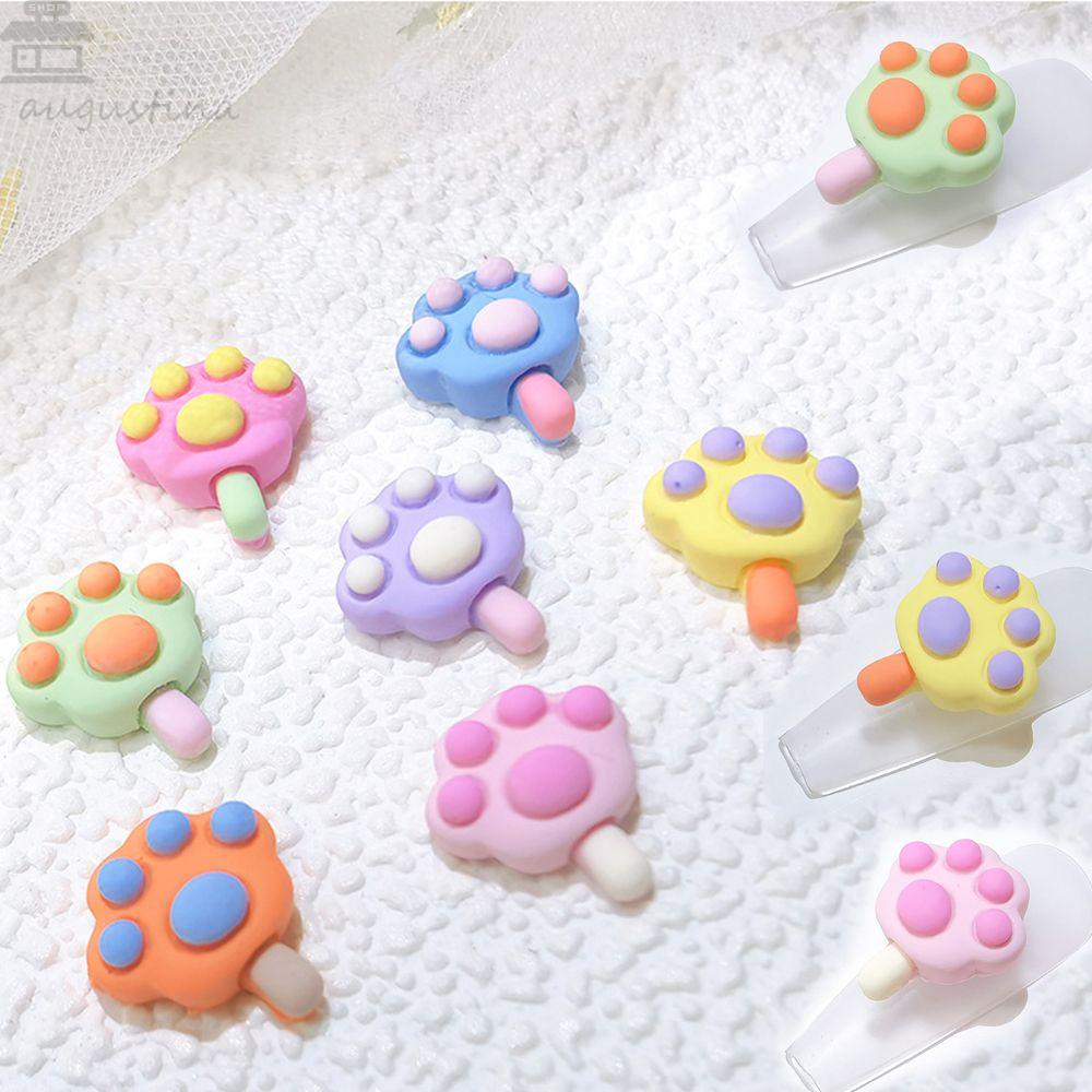 AUGUSTINA Agustina Cat Claw Nail charms Cute Kawaii Resin Flatback Dekorasi Telepon DIY Perlengkapan Kerajinan Manikur Aksesoris