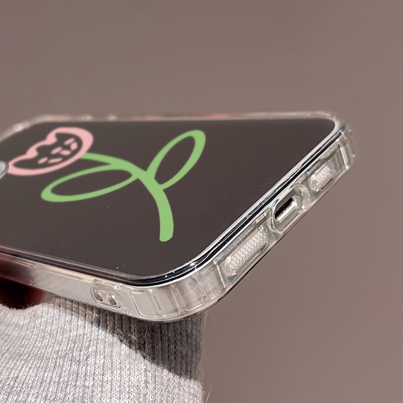 IPHONE Casing Ponsel Cermin Graffiti Tulip Kompatibel Untuk Iphone11 12 13 14 12Pro 13Pro 14Pro Pro Max XR X XS Max Electroplating Tombol Perlindungan Mirror Cover