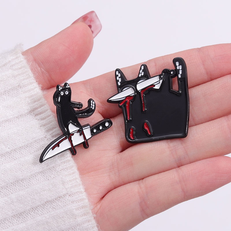 2-7pcs/set Hitam Lucu Kucing Enamel Bros Lucu Tanaman Kucing Enamel Pin Ransel Lencana Hadiah Untuk Teman