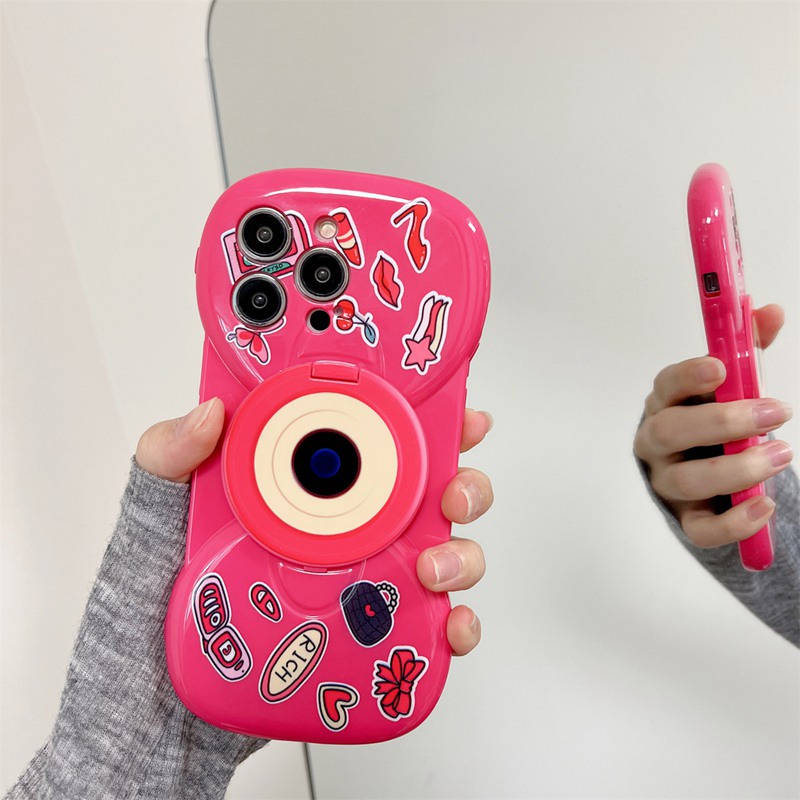 【Bow Mirror】So Cute Pink Lotso Strawberry Bear Silicone SoftCase IPhone 11 12 13 14 Pro Max Women's Fashion Gift Phone Case Brand Gift Pink Makeup