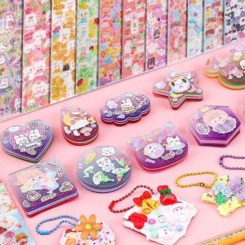 【Local Delivery 】Guka Stiker Set Mainan Anak Perempuan Hadiah Scrapbooking Stiker Diy Gantungan Kunci Diy Keyring Diy Bahan Kotak Penyimpanan Goo Card Sticker Set