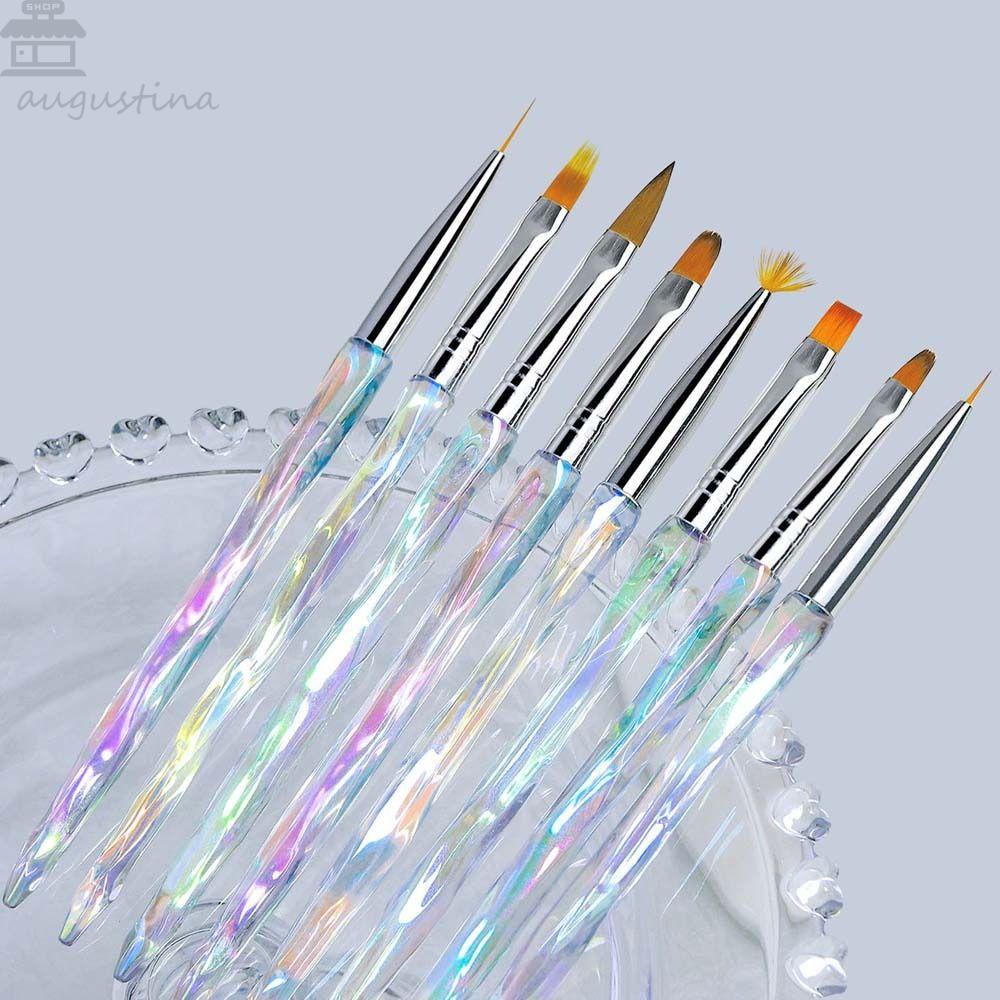 AUGUSTINA Agustina Kuas Gambar Kuku Set Profesional UV Gel Ekstensi Jepang Halo Patri 3D Tips Kuku Alat Manikur Garis Ultra-Tipis Aksesoris Kuku Tarik Sikat Kawat Kuku