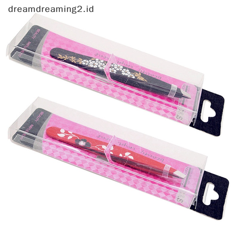 (drea) Profesional Alis Rambut Kecantikan Miring Stainless Steel Tweezer Tool //