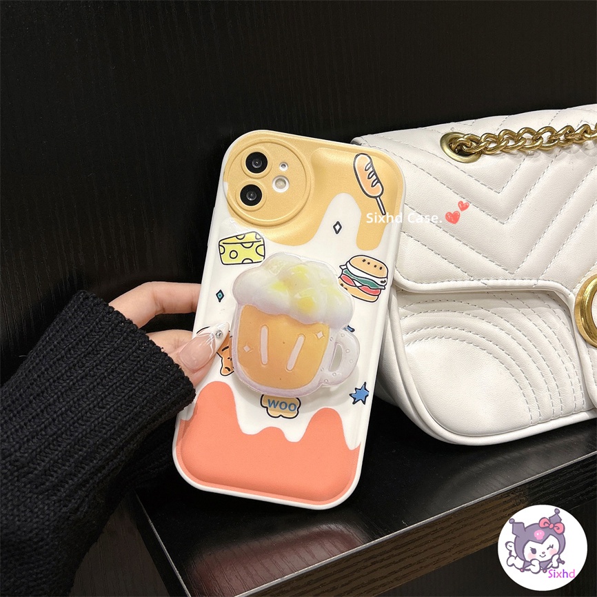 Redmi Note12 11 11s 10s 9s 9 8 10Pro Redmi 12C 10C 11A 10A 10 9C 9A 9T 9 Xiaomi 12 11Lite 11T 10T Poco M3 F3 X3 Pro Burger Keju Lucu 3D Vision Phone Case+Braket Soft Cover