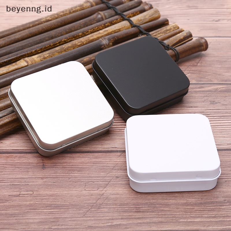 Beyen Wadah Kaleng Logam Mini Persegi Berengsel Flip Penyimpanan Tin Box Perhiasan Coin Case ID