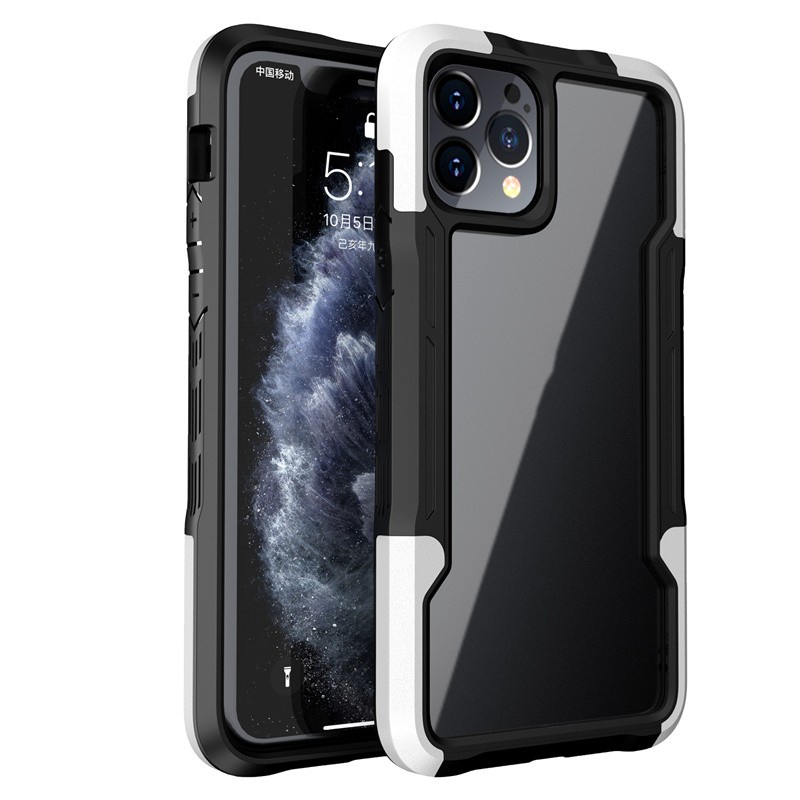 IPHONE 3in1 Shockproof Cover Transparan Casing Ponsel Untuk Iphone11 12 13 14 Pro Max7 8 14 plus XR XS MAX X Acrylic+TPU+PC Hard Case Bumper