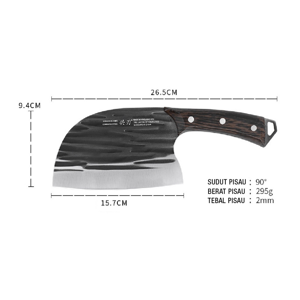 Pisau Dapur Multifungsi Pemotong Daging &amp; Tulang - Pisau Stainless Steel Tebal - Chopping Knife