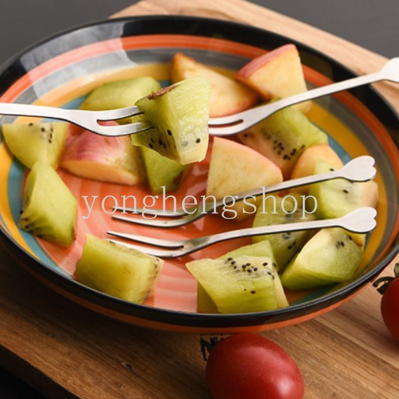 1/3 Pcs Berbentuk Hati Stainless Steel Garpu Buah Anak Snack Kue Salad Dessert Forks Anak Bento Cutlery Mini Fork Party Food Fruit Pick Peralatan Makan Dapur