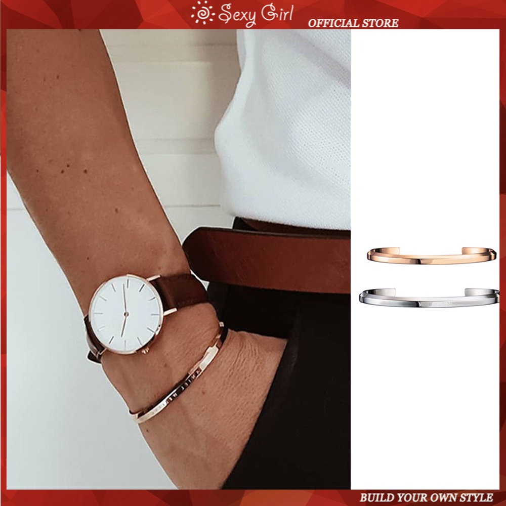 Gelang Couple Watch Aksesoris Gelang Bukaan C-shaped Rose Gold Gaya Yang Sama Fashion Handpiece Perhiasan Gadis Seksi