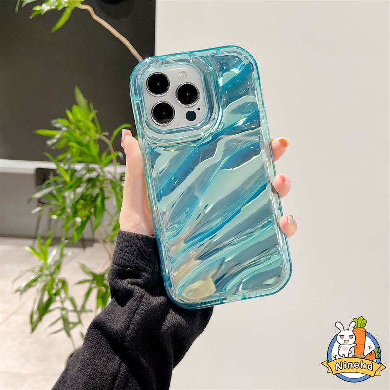 Casing iPhone Pleats Warna Permen Premium Simple Kompatibel Untuk Iphone14 13 12 11 Pro Max X Xr Xs Max 8 7 6 6s Plus SE 2020 Bening Tebal Lembut Tpu Shockproof Case Cover Pelindung