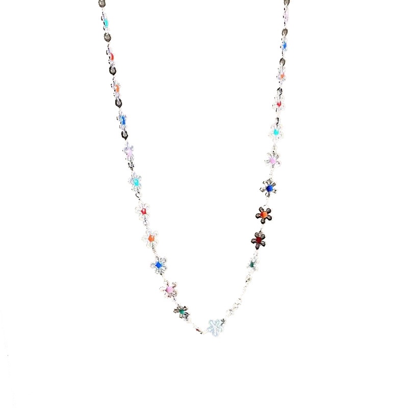 Warna Baru Manik-Manik Bunga Kecil Kalung Perempuan Musim Panas Berkelas Klavikula Rantai All-Match Kalung Pacar