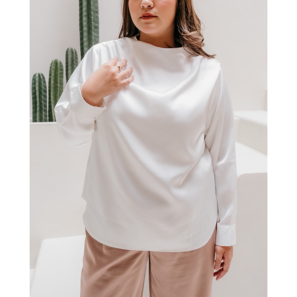 Ms Daisy Raina Drape Satin Top Atasan Wanita Lengan Panjang (MODEST COLLECTION)