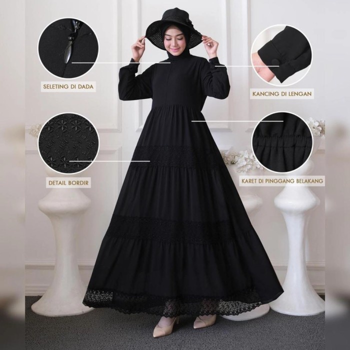 New Trend Promo BAJU GAMIS HITAM POLOS / GAMIS CERUTY HITAM / BAJU HITAM POLOS - jumbo