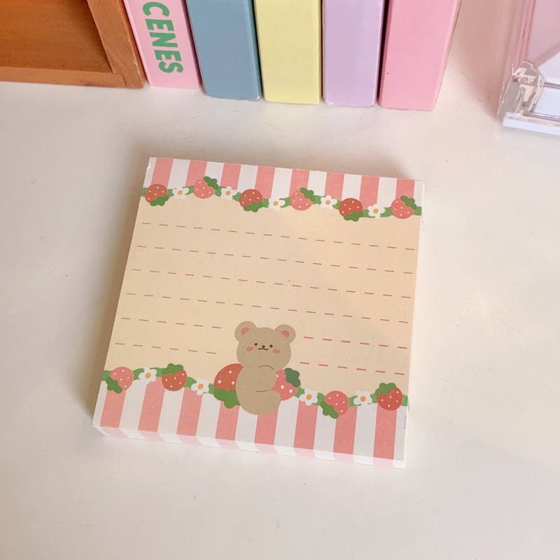 100lembar Strawberry Bear House Starry Sky Buku Memo Siswa Portable Sticky Note