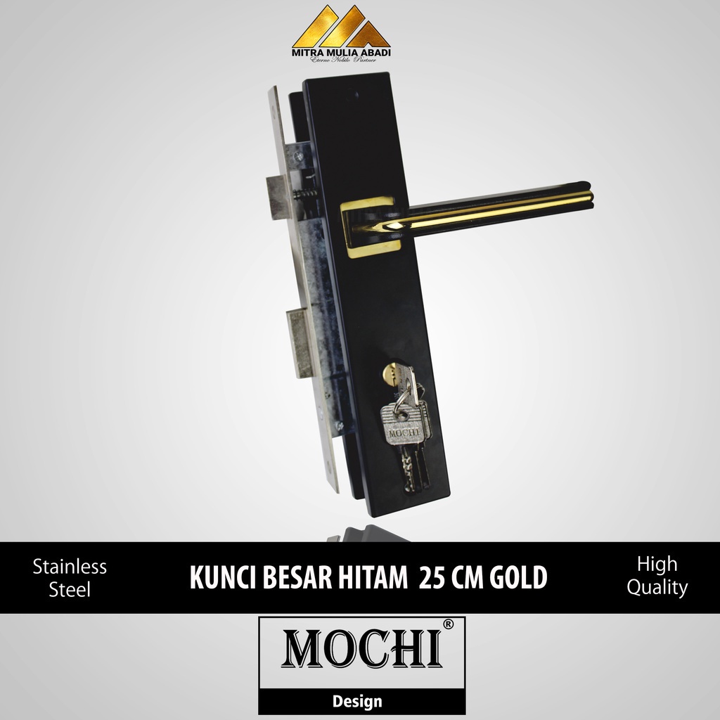 Gagang Kunci Pintu Besar 25 cm Full set  l Handel Pintu rumah Full Set MOCHI GOLD