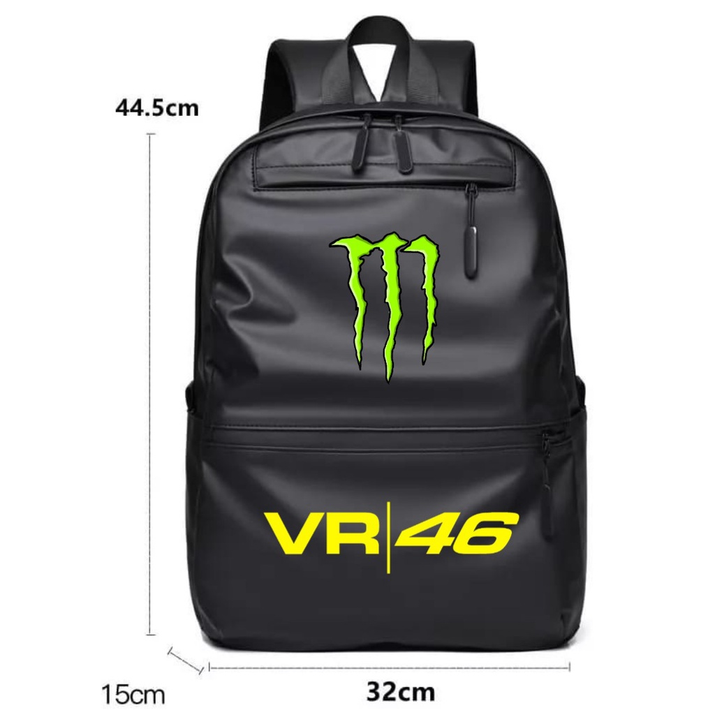 Seishin Tas ransel rossi VR 46 tas gendong pria dan wanita sekolah waterproof Kulit PU
