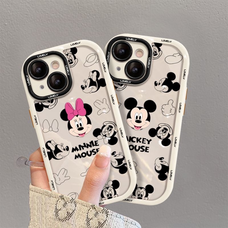 IPHONE Casing Ponsel Desain Kartun Tikus Semi Transparan Putih Kompatibel Dengan Iphone12 13 14 11 Pro Max X Xs Max Xr Rplkj