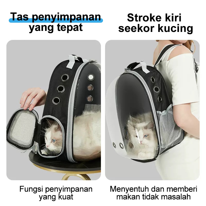 Tas kucing baru kapsul ruang kapsul hewan peliharaan ransel kucing transparan keluar tas portabel kucing kotak perlengkapan kucing tas sekolah kucing tas bahu anjing