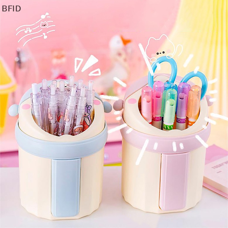 [BFID] Novelty Kapasitas Besar Tempat Pulpen Operasi Sederhana Burr Gratis Makeup Brush Organizer Gaya Putri Pensil Gel Pen Storage Bucket [ID]