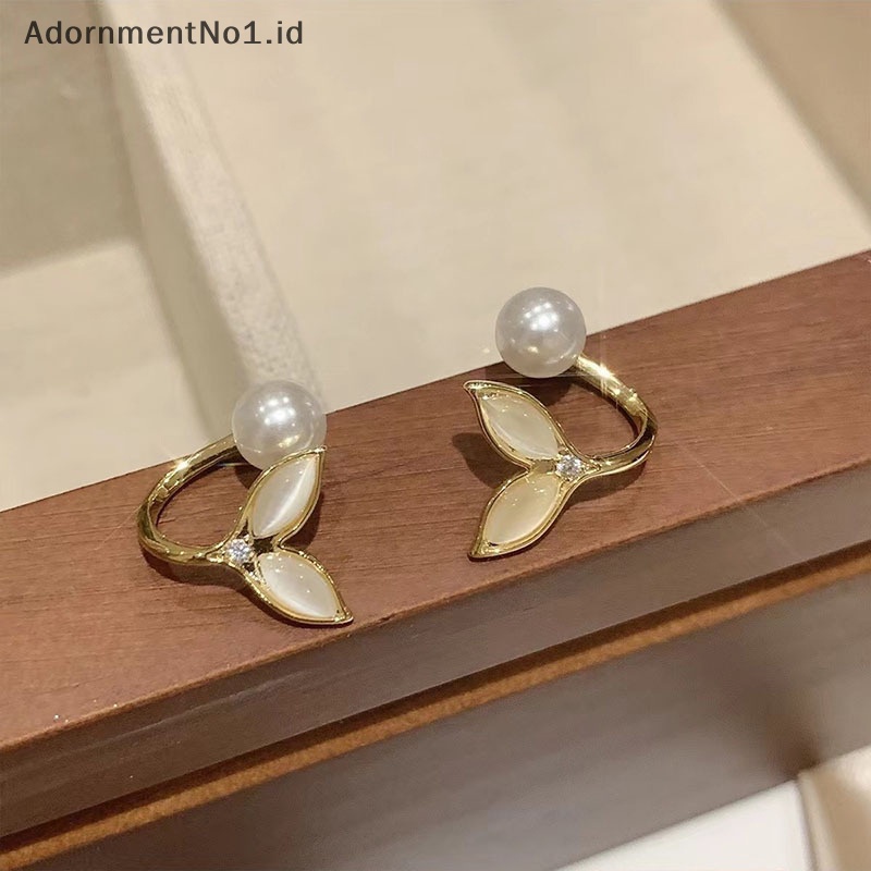 [AdornmentNo1] Anting mutiara ekor ikan temperamen korea anting sederhana elegan untuk wanita Ear Studs