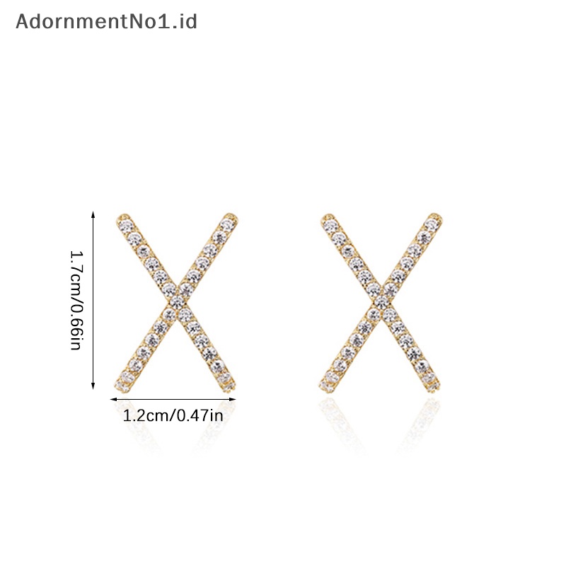 [AdornmentNo1] 1pasang gaya sederhana cahaya X-shaped Earrings Ear Stud Fashion kreatif berlian imitasi perhiasan untuk wanita gadis hadiah ulang tahun