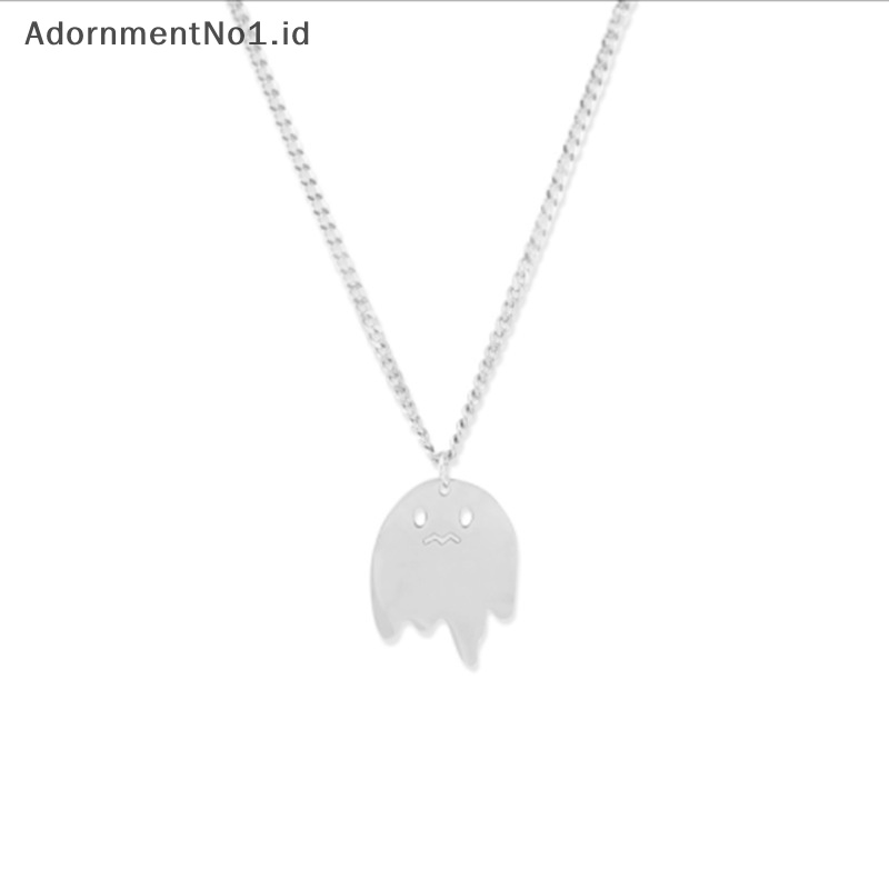 [AdornmentNo1] Gaya sederhana kalung paduan hantu sedih Halloween liontin kerah rantai Fashion kalung untuk wanita pria perhiasan teman hadiah terbaik