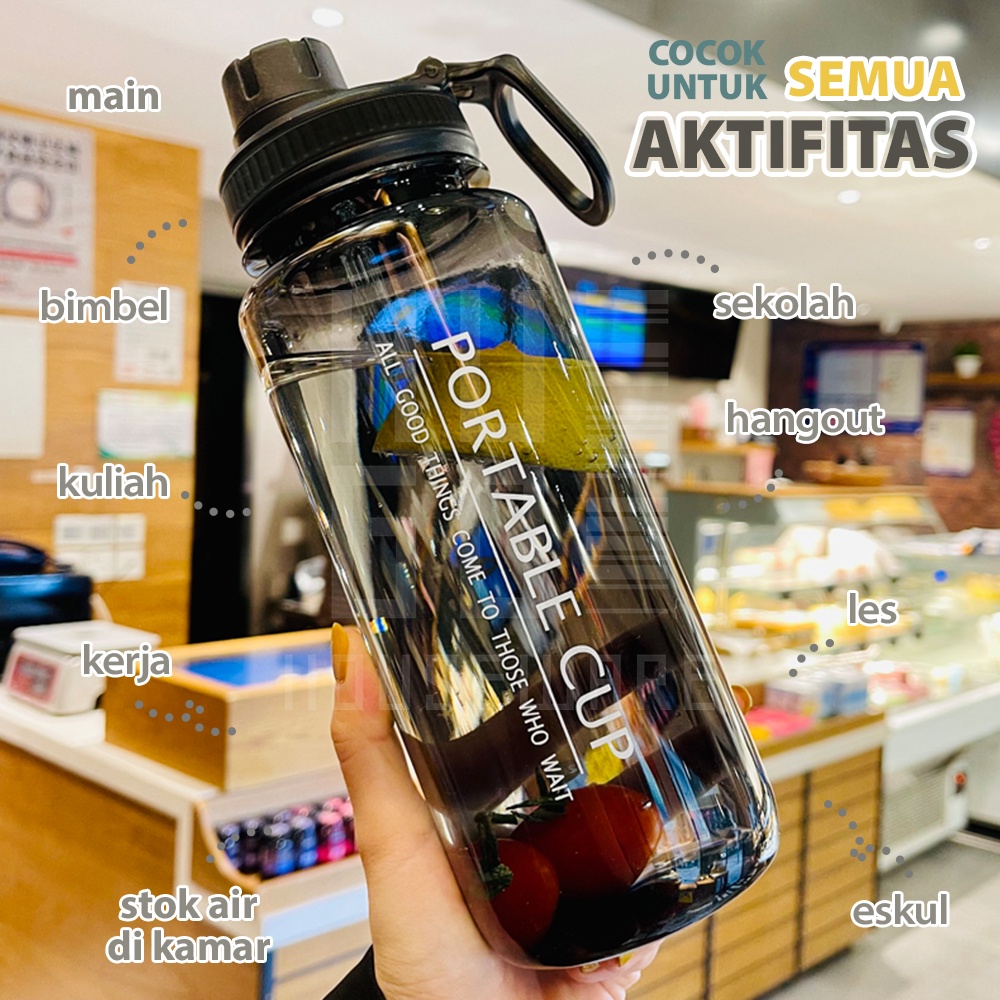 HUGO Botol Minum 1 Liter Botol Air Anak 1000 ml Botol Olahraga Kantor Sekolah Portable Serbaguna