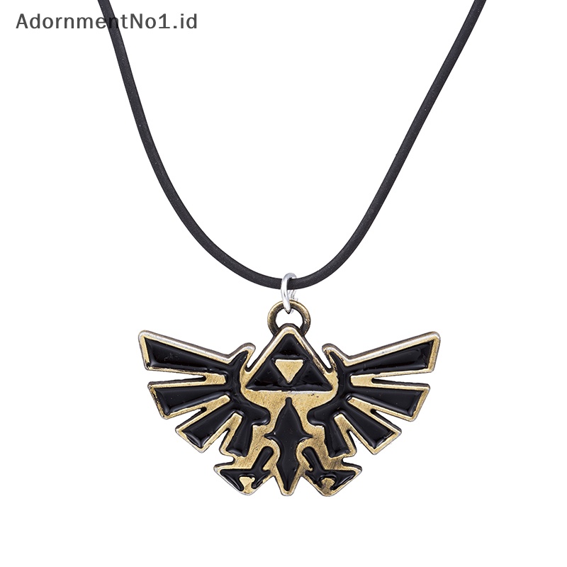 [AdornmentNo1] The Legend of Zeldas simbol liontin Vintage tali kulit Choker kalung ornamen Cosplay perhiasan aksesoris untuk pria wanita hadiah