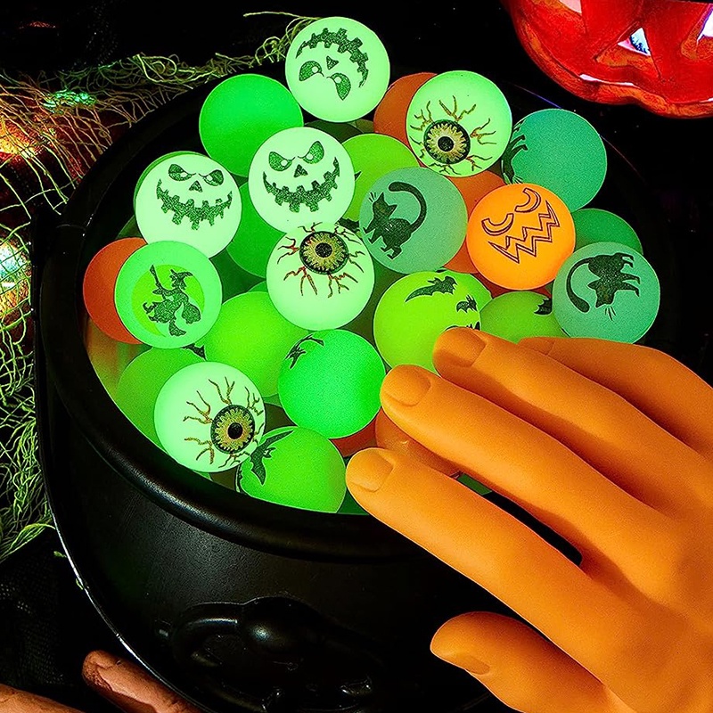 [Harga Grosir]32mm Halloween Mengerikan Bola Goyang/Luminous Horror Witch Spiders Bola Mata Bounce Rubber Ball/Anak Lucu Bola Jumping/Perlengkapan Dekorasi Pestahalloween