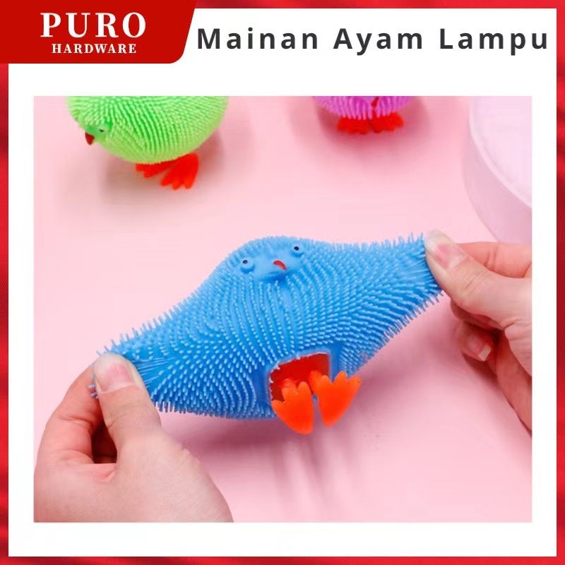 Mainan Anak Ayam Karet Pencet Nyala Lampu Mainan Bayi / Squishy Ayam Lampu