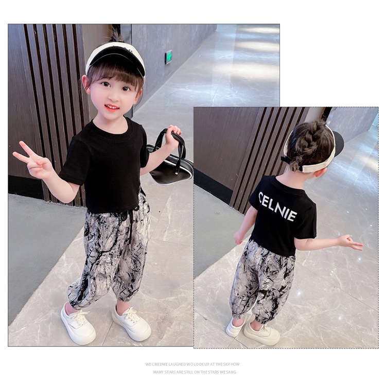 SETELAN ANAK PEREMPUAN CROP TOP CELANA JOGGER KATUN IMPORT