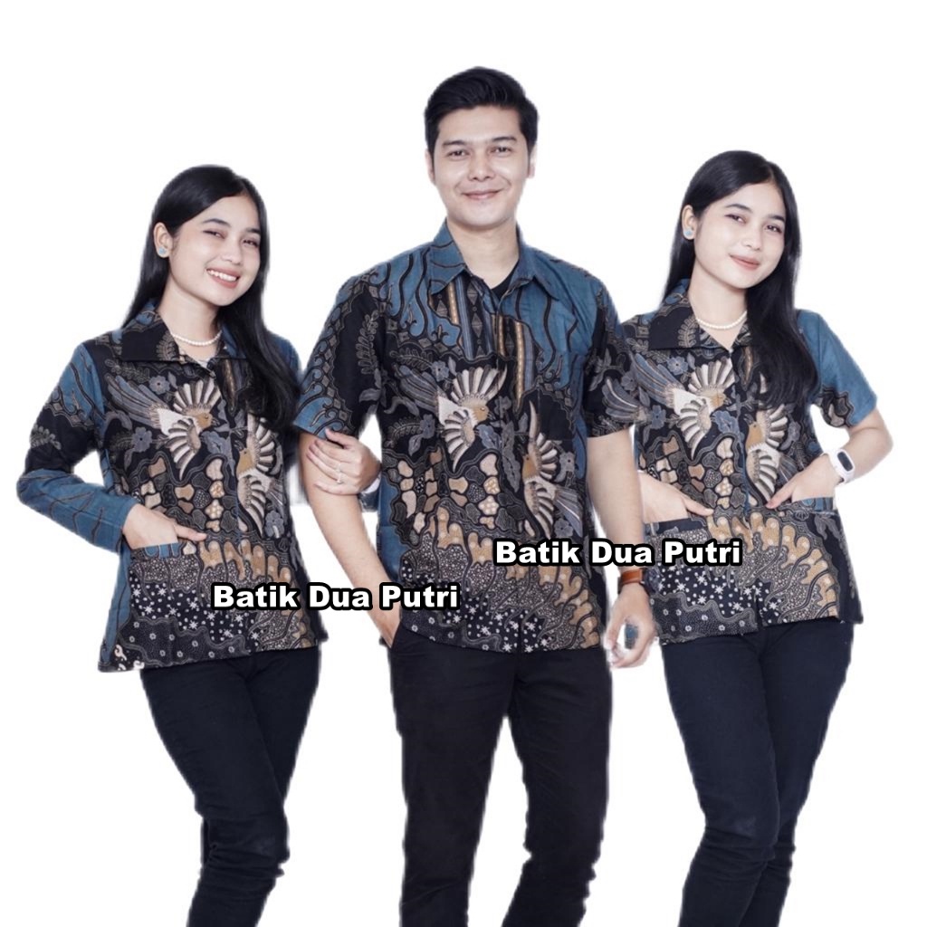 Couple Batik Wanita Pria Modern Bersaku Dan Berkerah By Batik Dua Putri - galau